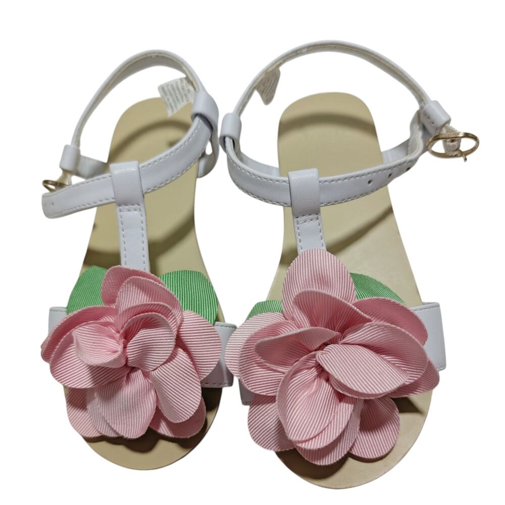 Janie and Jack 10 blooming flower girls kids t-strap sandal pink marshmallow